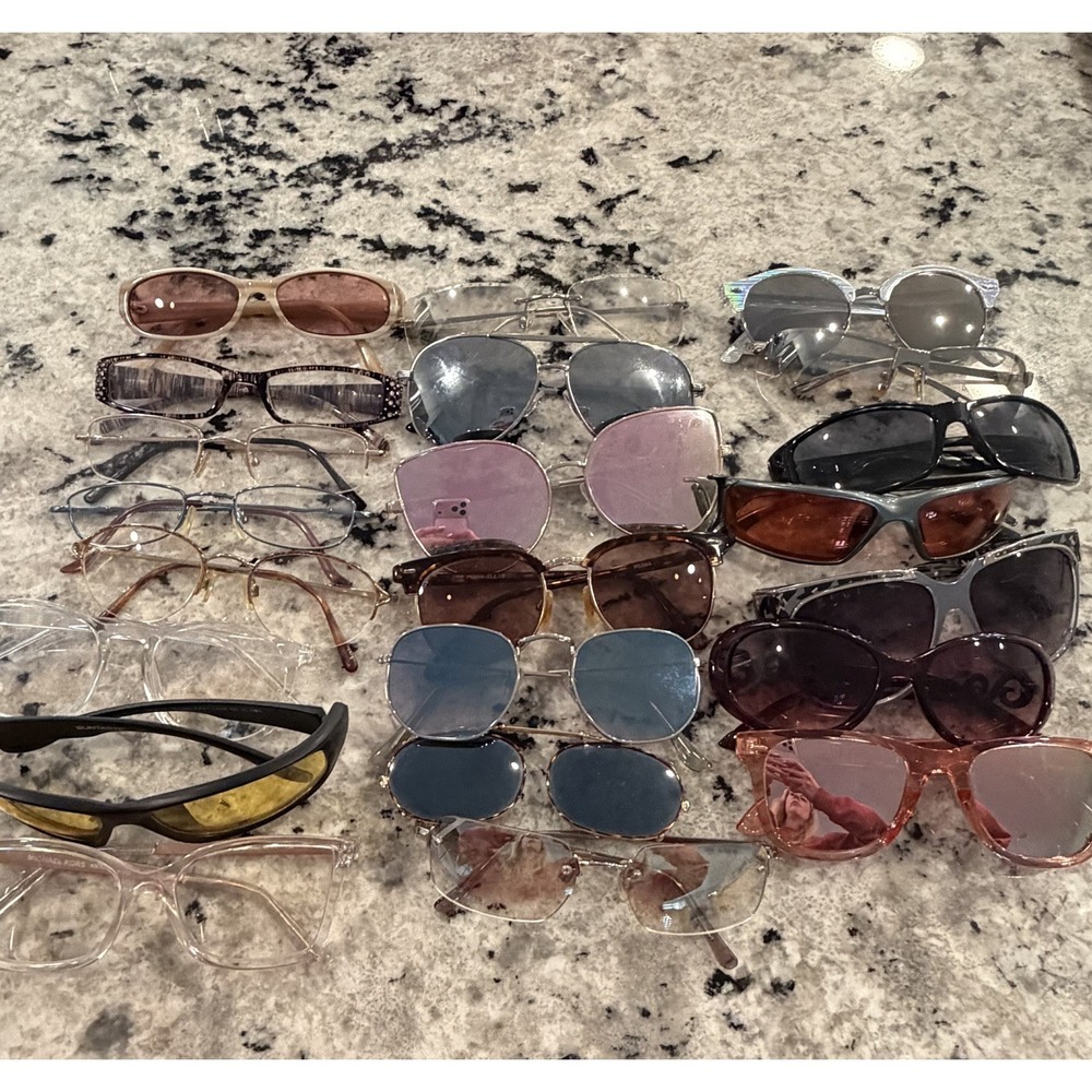Assorted Unbranded Eyeglasses Frames Sunglasses Different Colors Style Lot Of 22